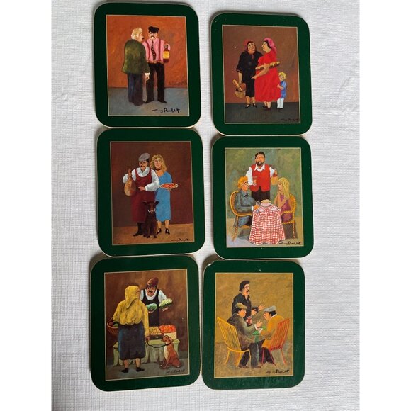 Guy Buffet Collection Tuscan Store Fronts Coaster Set Of 6 - Picture 3 of 8